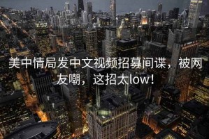 美中情局發(fā)中文視頻招募間諜，被網(wǎng)友嘲，這招太low！