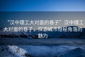 “漢中理工大對(duì)面的巷子”漢中理工大對(duì)面的巷子，探索城市隱秘角落的魅力