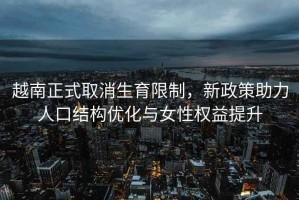 越南正式取消生育限制，新政策助力人口結(jié)構(gòu)優(yōu)化與女性權(quán)益提升