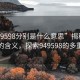 “949598分別是什么意思”揭秘?cái)?shù)字背后的含義，探索949598的多重解讀