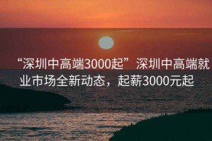 “深圳中高端3000起”深圳中高端就業(yè)市場全新動態(tài)，起薪3000元起