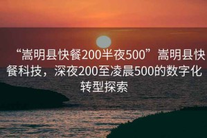 “嵩明縣快餐200半夜500”嵩明縣快餐科技，深夜200至凌晨500的數(shù)字化轉(zhuǎn)型探索