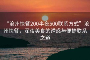 “滄州快餐200半夜500聯(lián)系方式”滄州快餐，深夜美食的誘惑與便捷聯(lián)系之道