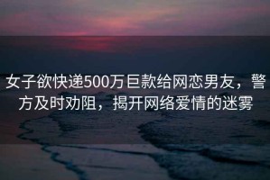 女子欲快遞500萬巨款給網(wǎng)戀男友，警方及時勸阻，揭開網(wǎng)絡(luò)愛情的迷霧