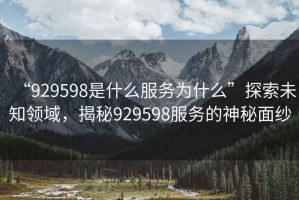 “929598是什么服務為什么”探索未知領域，揭秘929598服務的神秘面紗