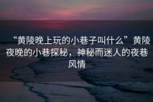 “黃陵晚上玩的小巷子叫什么”黃陵夜晚的小巷探秘，神秘而迷人的夜巷風(fēng)情