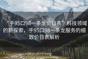 “手95口98一條龍價目表”科技領域的新探索，手95口98一條龍服務的細致價目表解析