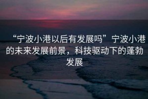 “寧波小港以后有發(fā)展嗎”寧波小港的未來發(fā)展前景，科技驅(qū)動下的蓬勃發(fā)展