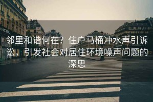 鄰里和諧何在？住戶馬桶沖水聲引訴訟，引發(fā)社會對居住環(huán)境噪聲問題的深思