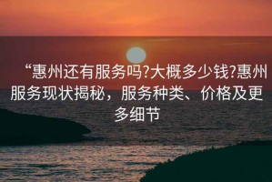 “惠州還有服務(wù)嗎?大概多少錢?惠州服務(wù)現(xiàn)狀揭秘，服務(wù)種類、價格及更多細節(jié)