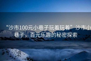 “沙市100元小巷子玩著玩著”沙市小巷子，百元樂趣的秘密探索