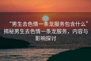 “男生去色情一條龍服務(wù)包含什么”揭秘男生去色情一條龍服務(wù)，內(nèi)容與影響探討