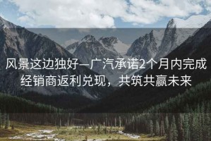風(fēng)景這邊獨(dú)好—廣汽承諾2個(gè)月內(nèi)完成經(jīng)銷商返利兌現(xiàn)，共筑共贏未來