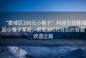 “婺城區(qū)200元小巷子”科技引領(lǐng)婺城區(qū)小巷子革新，探索200元背后的智能改造之路