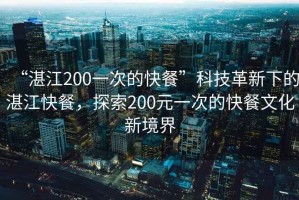 “湛江200一次的快餐”科技革新下的湛江快餐，探索200元一次的快餐文化新境界
