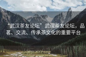 “武漢茶友論壇”武漢茶友論壇，品茗、交流、傳承茶文化的重要平臺(tái)