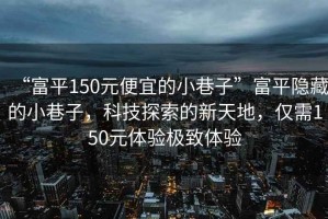 “富平150元便宜的小巷子”富平隱藏的小巷子，科技探索的新天地，僅需150元體驗極致體驗