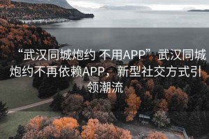 “武漢同城炮約 不用APP”武漢同城炮約不再依賴APP，新型社交方式引領(lǐng)潮流
