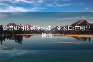 微信如何找到接活妹子張家口:在哪里接活