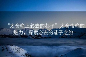“太倉晚上必去的巷子”太倉夜晚的魅力，探索必去的巷子之旅