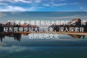 “東莞寮步哪里有站大街的貼吧”揭秘東莞寮步站大街現(xiàn)象，深入探索背后的貼吧文化