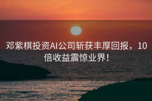 鄧紫棋投資AI公司斬獲豐厚回報，10倍收益震驚業(yè)界！