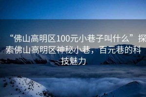 “佛山高明區(qū)100元小巷子叫什么”探索佛山高明區(qū)神秘小巷，百元巷的科技魅力