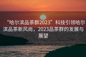 “哈爾濱品茶群2023”科技引領(lǐng)哈爾濱品茶新風(fēng)尚，2023品茶群的發(fā)展與展望
