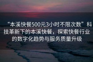 “本溪快餐500元3小時不限次數(shù)”科技革新下的本溪快餐，探索快餐行業(yè)的數(shù)字化趨勢與服務(wù)質(zhì)量升級