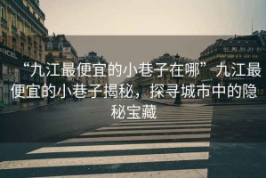“九江最便宜的小巷子在哪”九江最便宜的小巷子揭秘，探尋城市中的隱秘寶藏