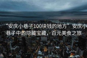 “安慶小巷子100塊錢的地方”安慶小巷子中的隱藏寶藏，百元美食之旅