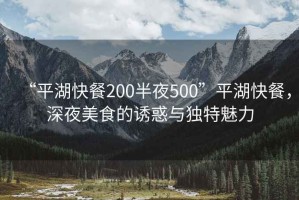 “平湖快餐200半夜500”平湖快餐，深夜美食的誘惑與獨(dú)特魅力