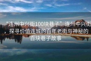 “連州中興街100塊巷子”連州中興街，探尋價(jià)值連城的百年老街與神秘的百塊巷子故事