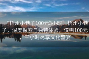 “梧州小巷子100元3小時(shí)”梧州小巷子，深度探索與獨(dú)特體驗(yàn)，僅需100元，三小時(shí)盡享文化盛宴