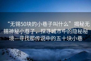 “無錫50塊的小巷子叫什么”揭秘?zé)o錫神秘小巷子，探尋城市中的隱秘秘境—尋找那傳說中的五十塊小巷
