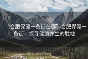 “合肥保健一條街在哪”合肥保健一條街，探尋健康養(yǎng)生的勝地