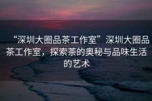 “深圳大圈品茶工作室”深圳大圈品茶工作室，探索茶的奧秘與品味生活的藝術(shù)