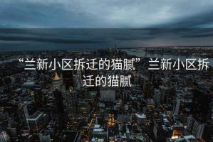“蘭新小區(qū)拆遷的貓膩”蘭新小區(qū)拆遷的貓膩