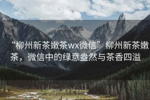 “柳州新茶嫩茶wx微信”柳州新茶嫩茶，微信中的綠意盎然與茶香四溢