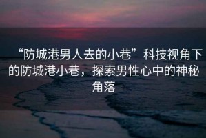 “防城港男人去的小巷”科技視角下的防城港小巷，探索男性心中的神秘角落