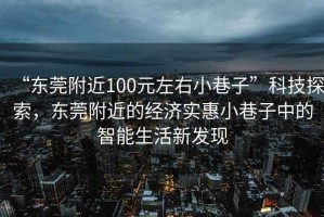 “東莞附近100元左右小巷子”科技探索，東莞附近的經(jīng)濟實惠小巷子中的智能生活新發(fā)現(xiàn)