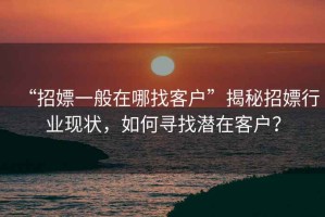 “招嫖一般在哪找客戶”揭秘招嫖行業(yè)現(xiàn)狀，如何尋找潛在客戶？