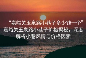 “嘉峪關(guān)玉泉路小巷子多少錢一個”嘉峪關(guān)玉泉路小巷子價格揭秘，深度解析小巷風(fēng)情與價格因素