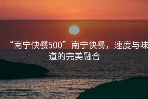 “南寧快餐500”南寧快餐，速度與味道的完美融合