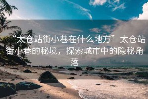 “太倉站街小巷在什么地方”太倉站街小巷的秘境，探索城市中的隱秘角落