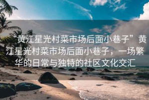 “黃江星光村菜市場(chǎng)后面小巷子”黃江星光村菜市場(chǎng)后面小巷子，一場(chǎng)繁華的日常與獨(dú)特的社區(qū)文化交匯
