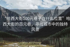 “哈西大街100元巷子在什么位置”哈西大街的百元巷，尋找城市中的獨特風景