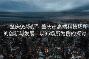 “肇慶95場(chǎng)所”肇慶市高端科技場(chǎng)所的創(chuàng)新與發(fā)展—以95場(chǎng)所為例的探討