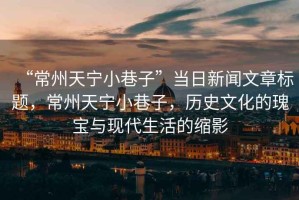 “常州天寧小巷子”當日新聞文章標題，常州天寧小巷子，歷史文化的瑰寶與現(xiàn)代生活的縮影