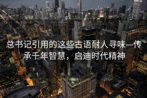 總書記引用的這些古語(yǔ)耐人尋味—傳承千年智慧，啟迪時(shí)代精神